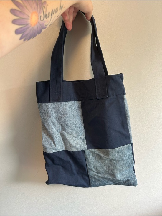 Handmade Handbags - Handmade denim jeans Patchwork Tote Bag